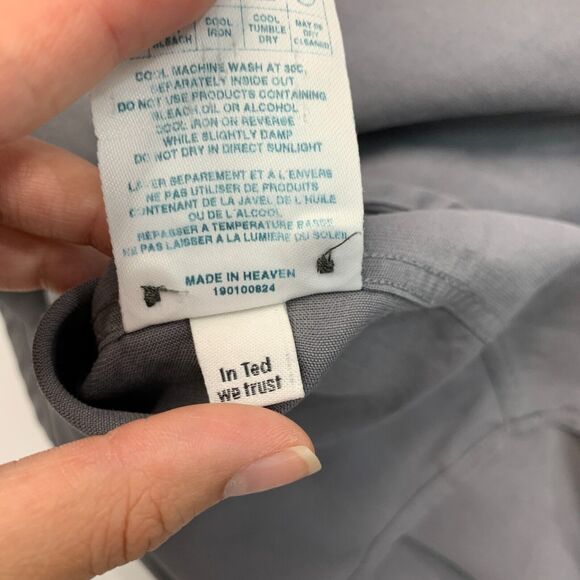 Ted Baker London Dress Shirt Mens 4 Gray Hidden Button Down Collared Long Sleeve - Picture 10 of 13